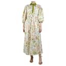 Vestido largo con estampado floral crema y verde - talla UK 8 - Autre Marque