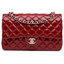 Chanel Vermelho Médio Clássico Aba com forro envernizado