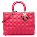 Grand cuir d'agneau rose Dior Cannage Lady Dior