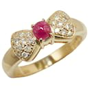[LuxUness] 18K Gold Diamond & Ruby Bow Ring Bague en métal en excellent état - & Other Stories