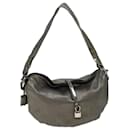 CELINE Shoulder Bag Leather Silver Auth 72958 - Céline