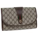 GUCCI GG Canvas Web Sherry Line Clutch Bag PVC Bege Verde Vermelho Auth 72156 - Gucci