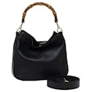 GUCCI Bamboo Shoulder Bag Leather 2way Black Auth 71824 - Gucci