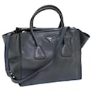 PRADA Hand Bag Leather 2way Blue Auth yk11955 - Prada