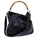 GUCCI Bamboo Hand Bag Leather 2way Black 001 1638 auth 72735 - Gucci