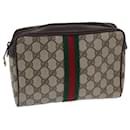 GUCCI GG Canvas Web Sherry Line Clutch Bag PVC Beige Green Red Auth 72151 - Gucci