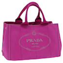 PRADA Canapa MM Hand Bag Canvas Pink Auth 71878 - Prada