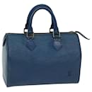 Louis Vuitton Epi Speedy 25 Bolsa de Mão Azul Toledo M43015 Autenticação de LV 71622