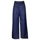 Pantaloni Marni in cotone con ricamo logo blu navy - Autre Marque
