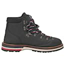 Moncler Peak Hiking Boots in Black Pebble Grain Leather