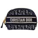 Christian Dior Oblique Cosmetic Pouch in Navy Blue Velvet
