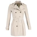 Burberry Double-Breasted Belted Coat in Beige Cotton