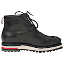 Moncler Gamme Bleu Lace-Up Boots in Black Leather 