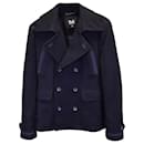 Dolce & Gabbana Double-Breasted Short Coat in Navy Blue Wool