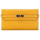 Portefeuille classique Hermes Epsom Kelly jaune jaune - Hermès