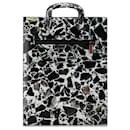 Christian Louboutin Black Printed Leather Trictrac Spiked Tote