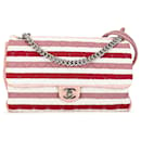 Chanel Red Maxi Stripe Jersey Felt and Rope Flap