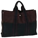 HERMES Fourre Tout MM Hand Bag Canvas Bordeaux Black Auth bs13843 - Hermès