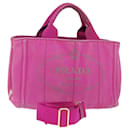 PRADA Canapa PM Hand Bag Canvas 2way Pink Auth 70427 - Prada