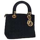 Christian Dior Lady Dior Canage Hand Bag Nylon Black Auth 72513
