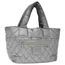 CHANEL Cococoon Hand Bag Nylon Silver CC Auth 71571 - Chanel