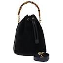 GUCCI Bamboo Hand Bag Suede 2way Black 001 2865 1657 Auth bs13831 - Gucci