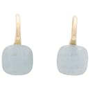 Pomellato earrings, “Nudo” yellow gold, milky aquamarine.