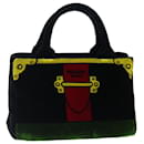 PRADA Hand Bag Velor Black Green Red Auth 71639A - Prada