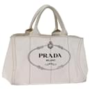 PRADA Canapa MM Hand Bag Canvas White Auth cl834 - Prada