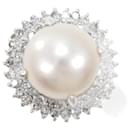 [LuxUness] Platin Perle Diamant Ring Metallring in ausgezeichnetem Zustand - & Other Stories
