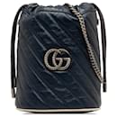 Gucci Blue Mini Torchon GG Marmont Bucket Bag