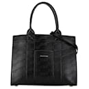 Bolso satchel Balenciaga de cuero con monograma BB negro