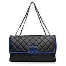 Chanel Divine Flap, große Lammledertasche, Schwarz