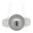 Tasaki Platinum Diamond Pearl Ring Anel de metal em excelente estado