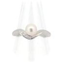 Tasaki Platinum Diamond Pearl Ring Anel de metal em excelente estado