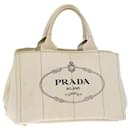 PRADA Canapa MM Hand Bag Canvas Cream Auth 71586 - Prada