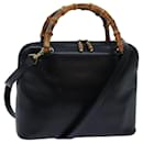 GUCCI Bamboo Hand Bag Leather 2way Black Auth 71189 - Gucci