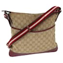 GUCCI GG Canvas Sherry Line Shoulder Bag Beige Red 145857 auth 71790 - Gucci