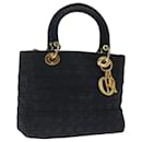 Christian Dior Lady Dior Canage Hand Bag Nylon Black Auth ep4052