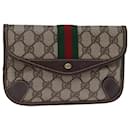 GUCCI GG Supreme Web Sherry Line Pouch PVC Beige Red 014 89 5205 Auth ac2968 - Gucci
