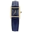 Cartier "Tank Must" silver gold-plated watch, Black lacquered dial.