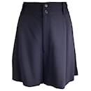 Ralph Lauren Black Label Navy Blue Pleated Crepe Shorts - Autre Marque