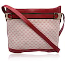 Balde de bolsa de ombro em lona com monograma branco e vermelho vintage - Gucci