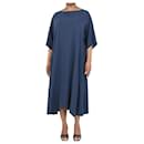 Blue oversized silk midi dress - size UK 12 - Autre Marque