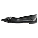 Black vlogo leather flat shoes - size EU 37 - Valentino