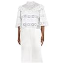 Cream high-neck floral embroidered ruffle top - size UK 14 - Isabel Marant