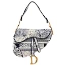 Dior Blue Embroidered Canvas Around The World Saddle Bag