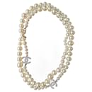 CC 08V Klassische Perlen-Langhalskette mit Statement-Anhänger in Tasche und Box - Chanel