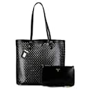 Prada Perforated Leather Tote Bag Canvas Tote Bag in Excellent condition