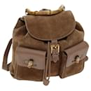 GUCCI Bamboo Backpack Suede Brown 003 2058 0016 auth 72436 - Gucci